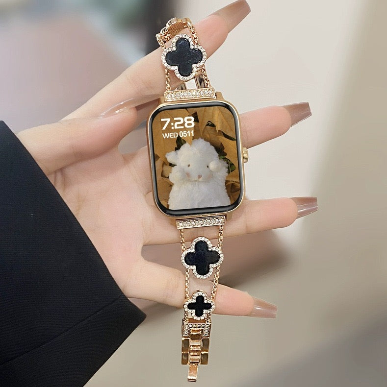 Four Leaf Clover watch band(Band Only),Fashion Watch Band Compatible with AppleWatch Ultra Series10/9/8/716/5/4/3/2/1/SE,Replacement Watch Band for Women,Adjustable length,Fashion&Refinement&Nobility,Smart Watch Accessories