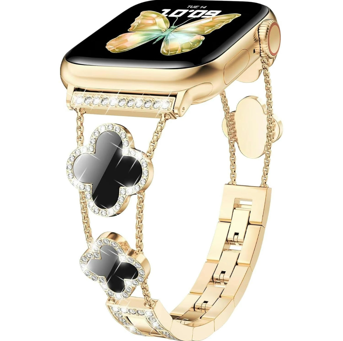 Four Leaf Clover watch band(Band Only),Fashion Watch Band Compatible with AppleWatch Ultra Series10/9/8/716/5/4/3/2/1/SE,Replacement Watch Band for Women,Adjustable length,Fashion&Refinement&Nobility,Smart Watch Accessories