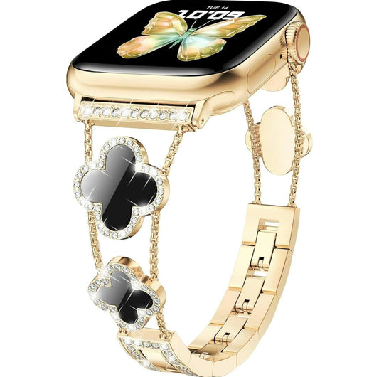 Four Leaf Clover watch band(Band Only),Fashion Watch Band Compatible with AppleWatch Ultra Series10/9/8/716/5/4/3/2/1/SE,Replacement Watch Band for Women,Adjustable length,Fashion&Refinement&Nobility,Smart Watch Accessories