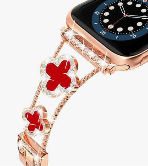 Four Leaf Clover watch band(Band Only),Fashion Watch Band Compatible with AppleWatch Ultra Series10/9/8/716/5/4/3/2/1/SE,Replacement Watch Band for Women,Adjustable length,Fashion&Refinement&Nobility,Smart Watch Accessories